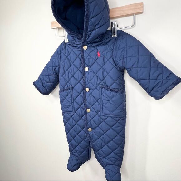 Ralph Lauren Quilted Fleece Lined Snap Closure Snow Suit 3 Months - Picture 2 of 10